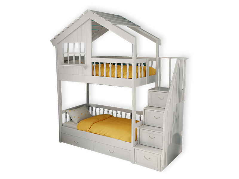 Двухъярусная кровать Домик Kids Land №76
